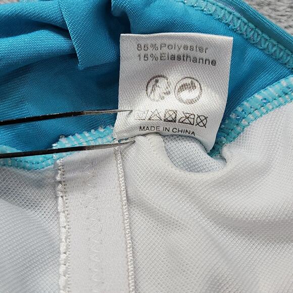 SHEKINI Swimsuit Womens S Blue Metallic V-Neck Crossback One Piece Shiny Mermaid - Picture 6 of 11